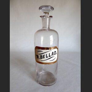 VINTAGE 1800’s APOTHECARY PHARMACY TINCTURE BELLADONNA GLASS BOTTLE & STOPPER